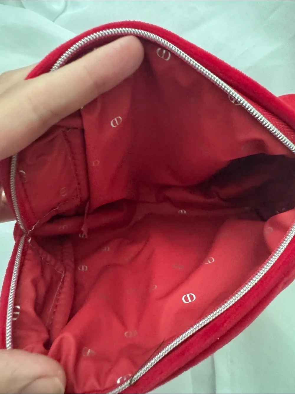 Dior Red Velvet Embossed Cosmetic Case
